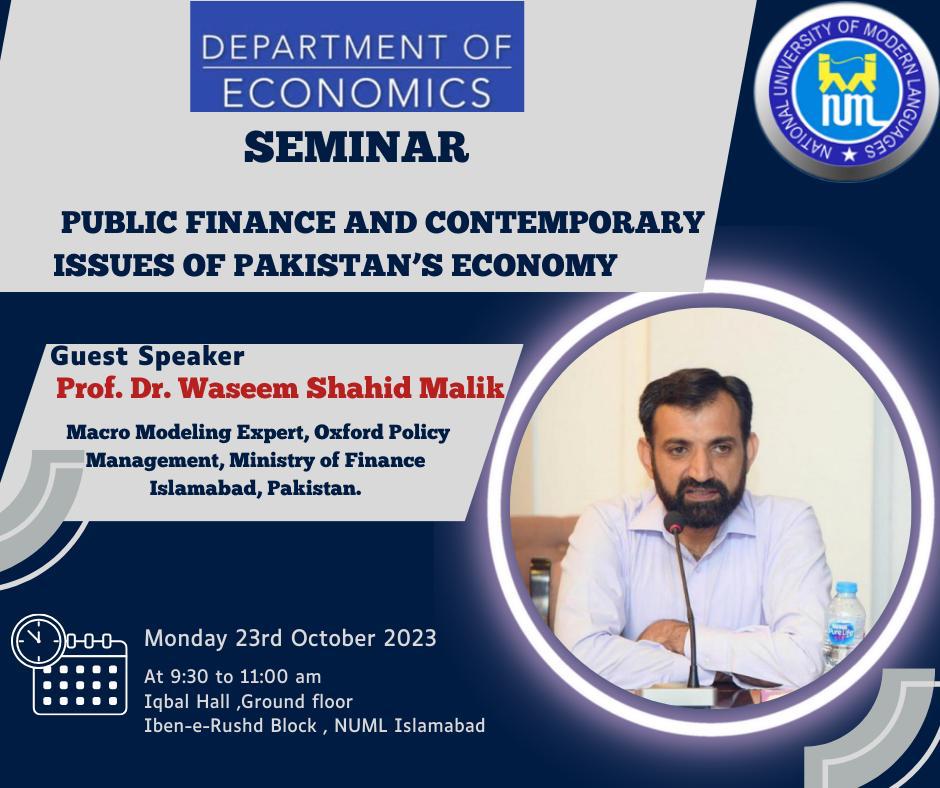 Seminar on "Public Finance and Contemporary Issues of Pakistan's Economy"