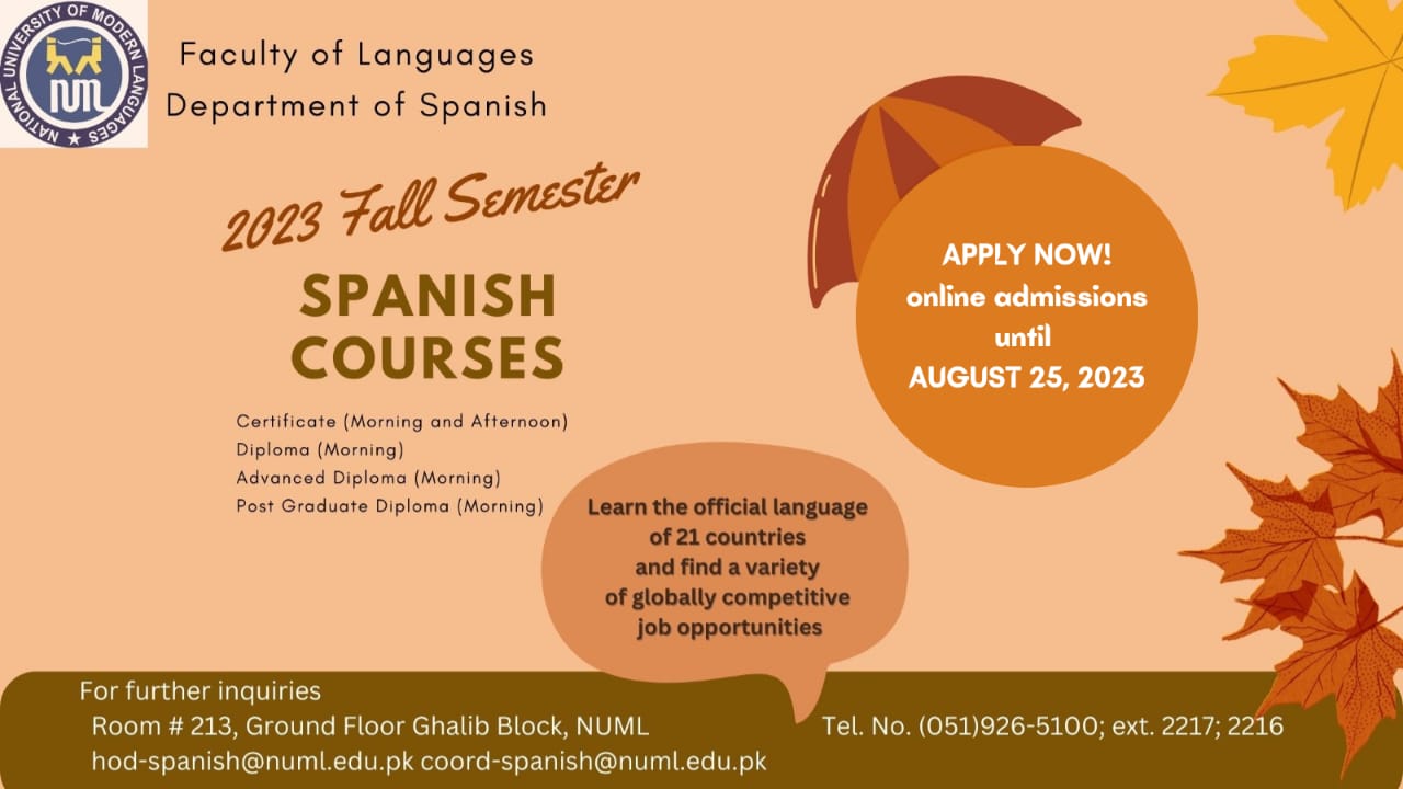 Spanish Language Courses-Fall 2023