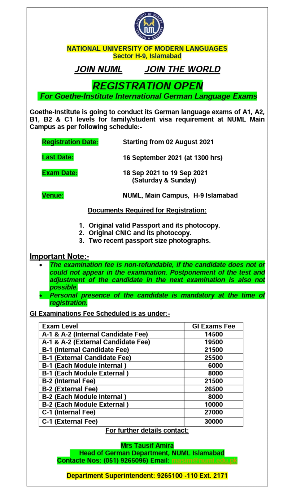 Registration open for Goethe Institute Exam