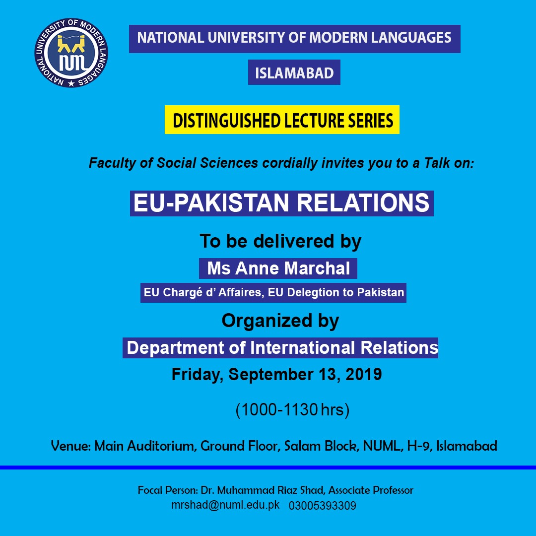 Distinguished Lecture Series "EU-Pakistan Relations"