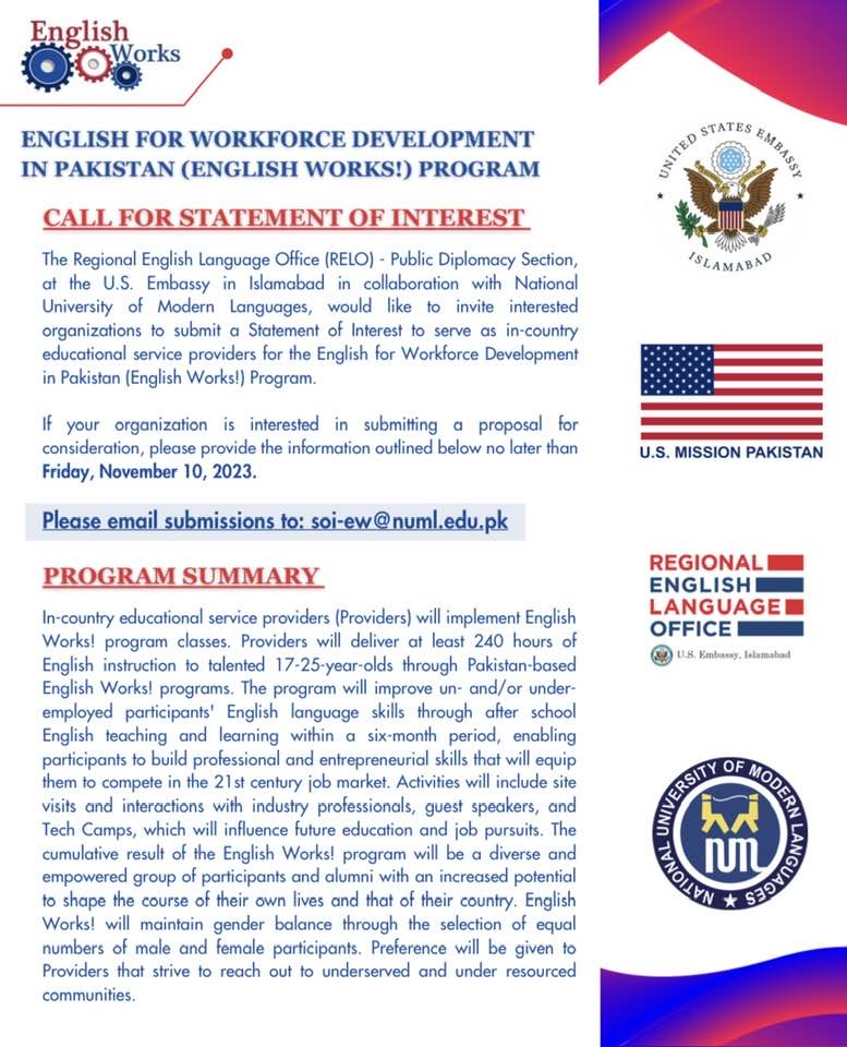 EnglishWorks! Program - Call for Statement of Interest
