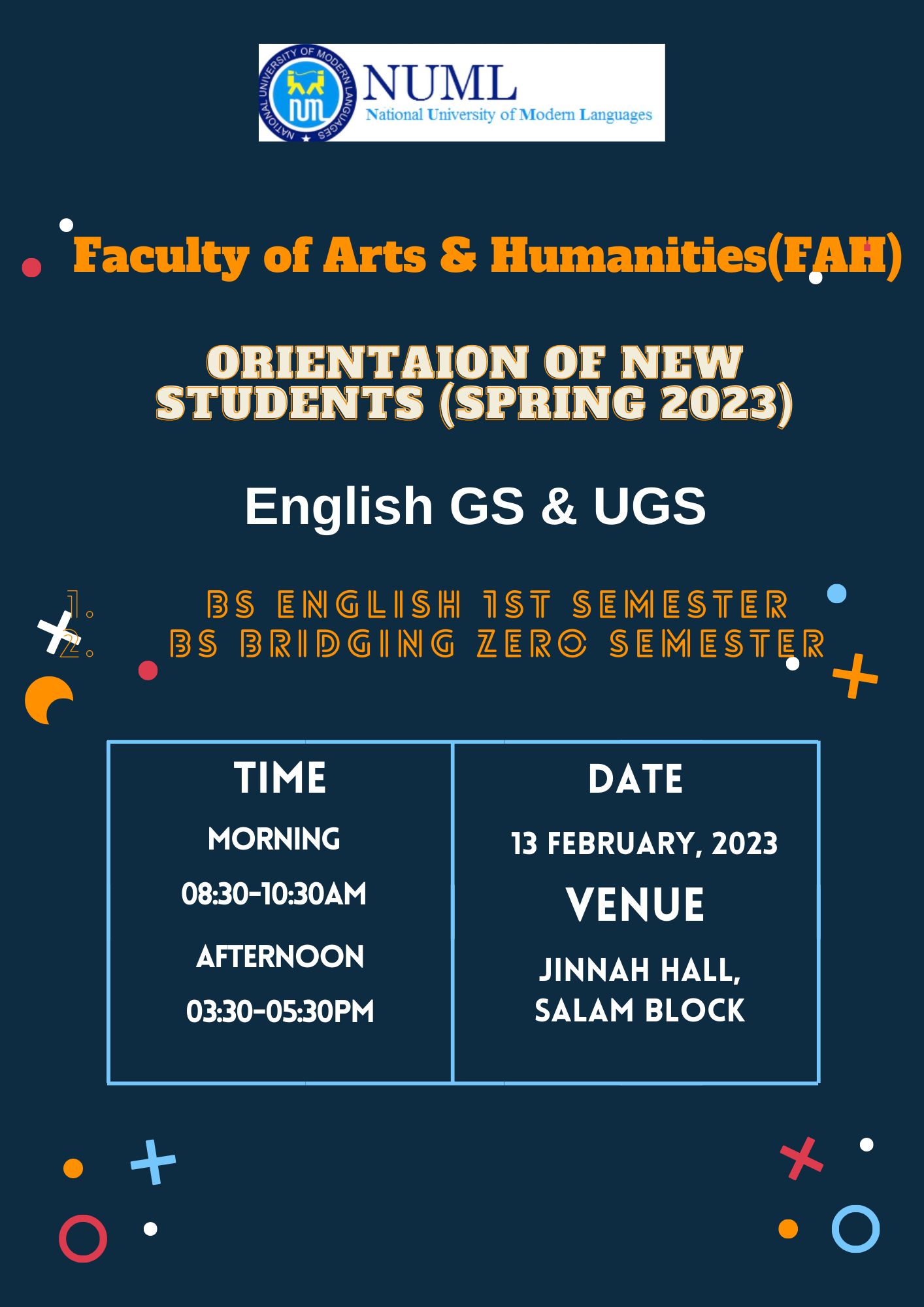 Orientation of BS English 1st semester students (Spring 2023)
