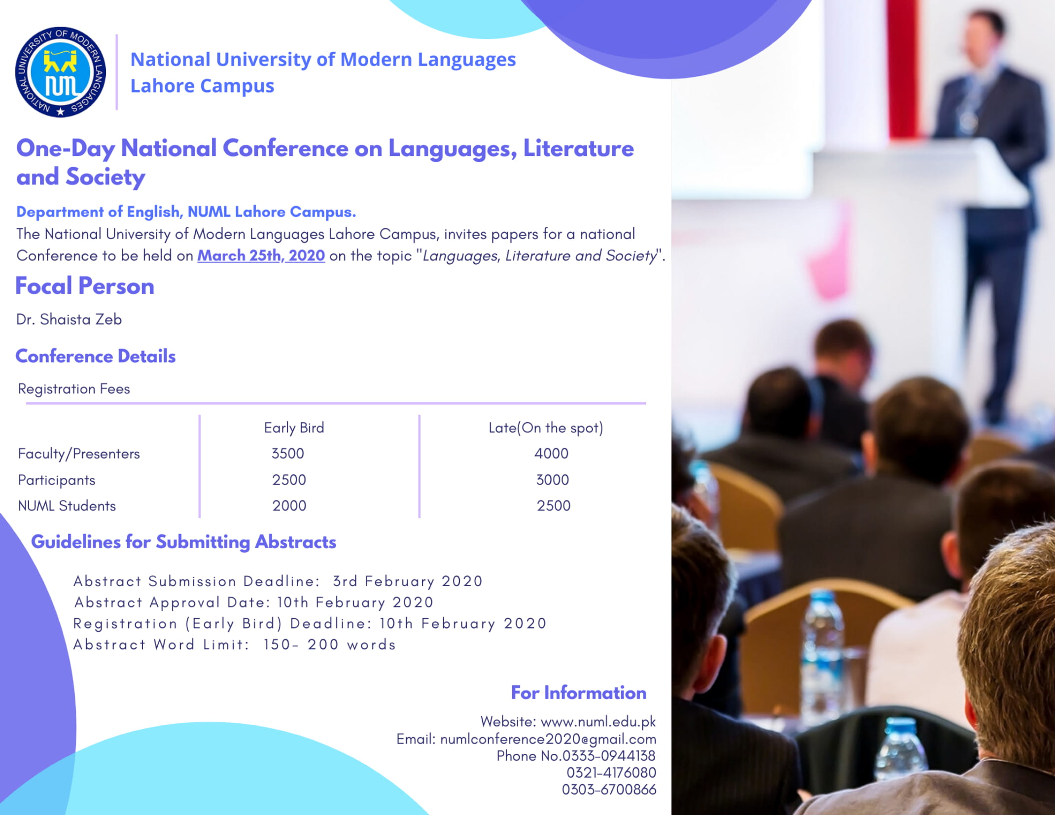 ONE DAY NATIONAL CONFERENCE ON LANGUAGE LITERATURE AND SOCIETY