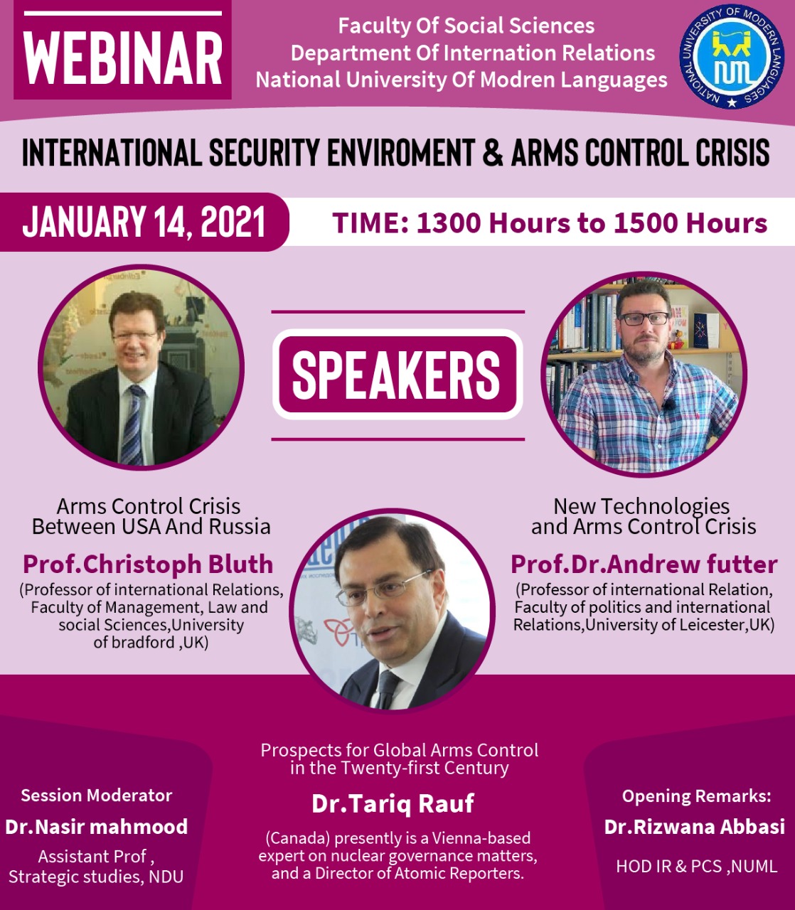 International Webinar on Contemporary  International Security Environment and Arms Control Crisis