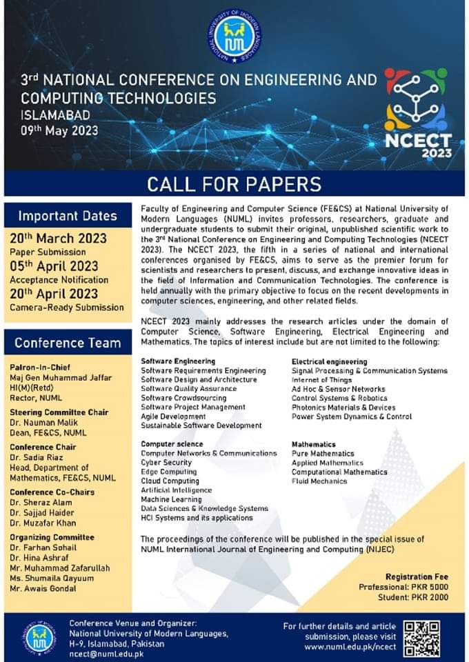 3rd National Conference on Engineering and Computing Technologies (NCECT)